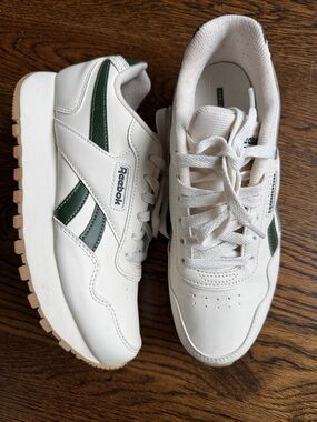 Reebok Kids White and Green Classic Runner Sneakers